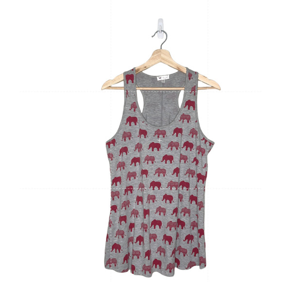 Rue Luju Maternity Top Gray Red Elephant Print Racer Back Tank Womens Large - Picture 10 of 12